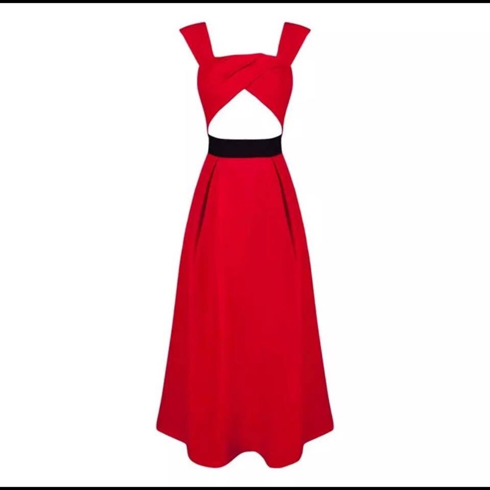 Red Off Shoulder Midi Dress $65

Size small